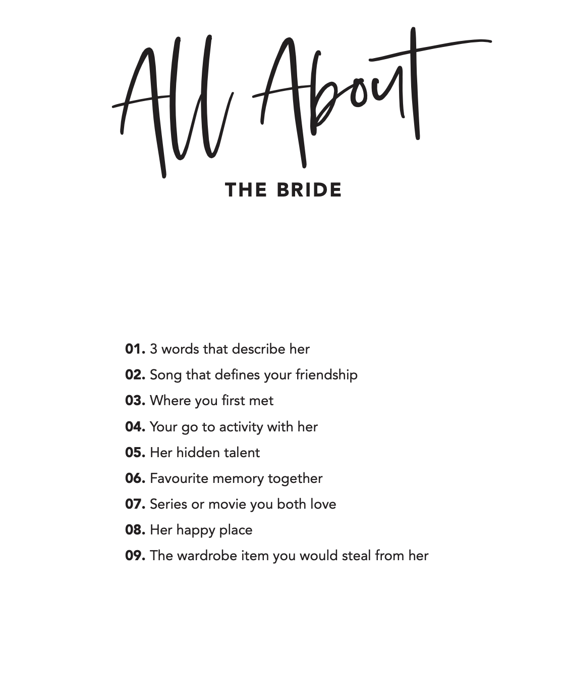 All About The Bride Printable Game - Image 3
