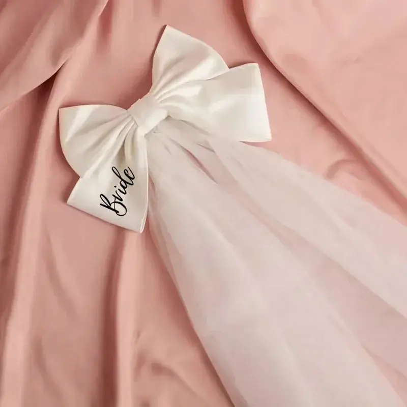 Bride Bow Veil or Team Bride Hair Bow - Image 3