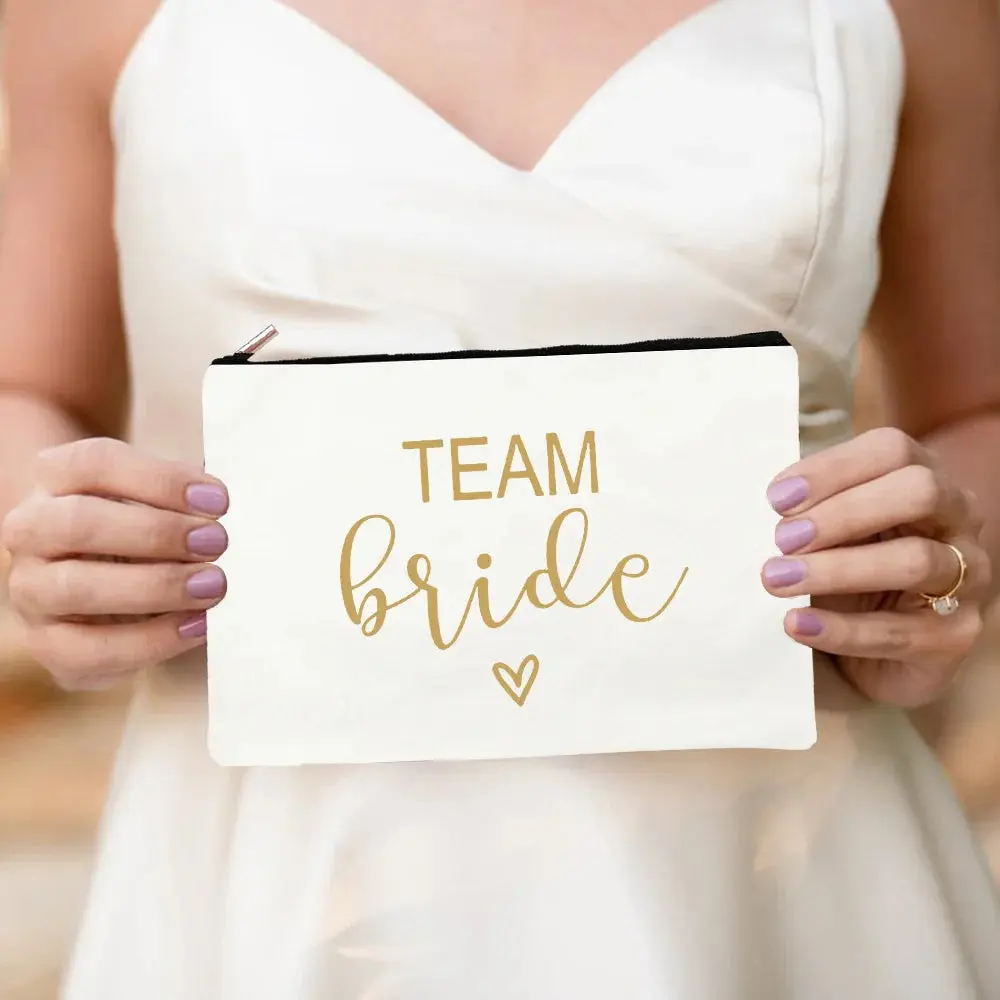 Bride & Team Bride Makeup Bag – Lightweight Hen Party Cosmetic Pouch - Image 4