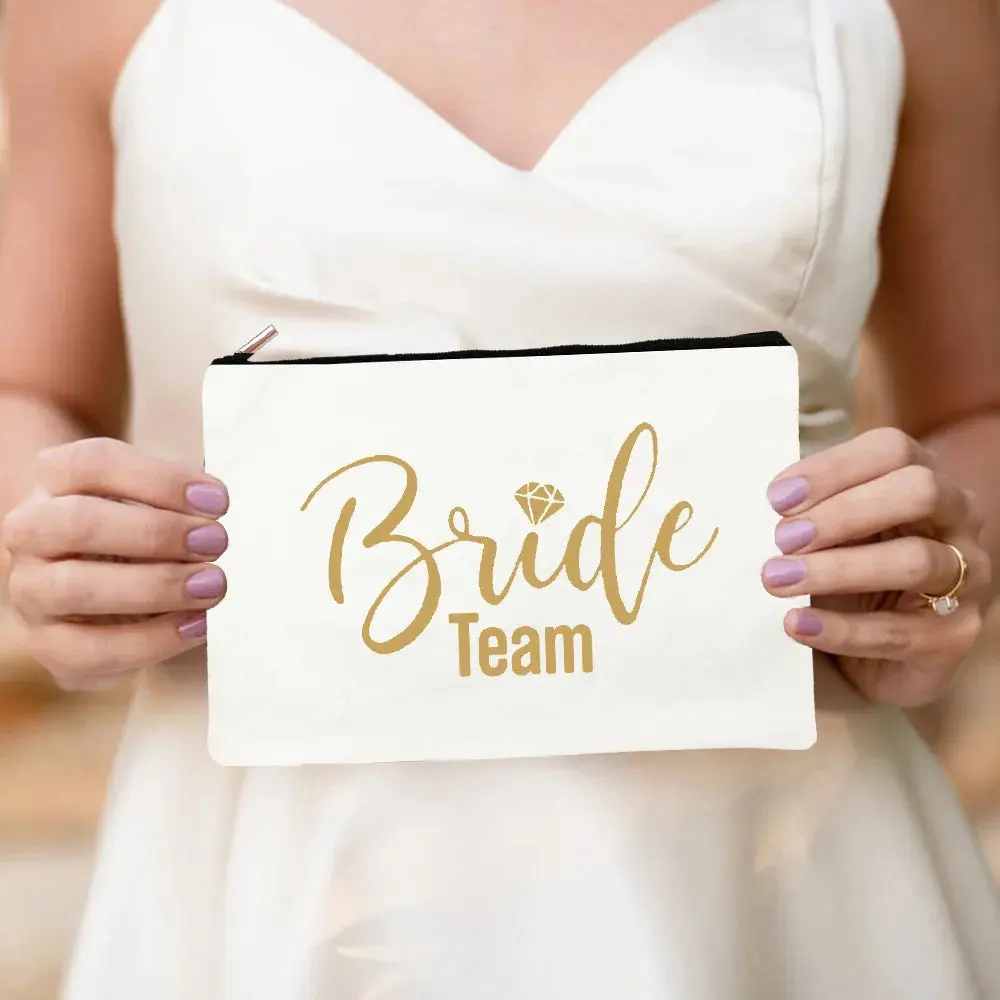 Bride & Team Bride Makeup Bag – Lightweight Hen Party Cosmetic Pouch - Image 8