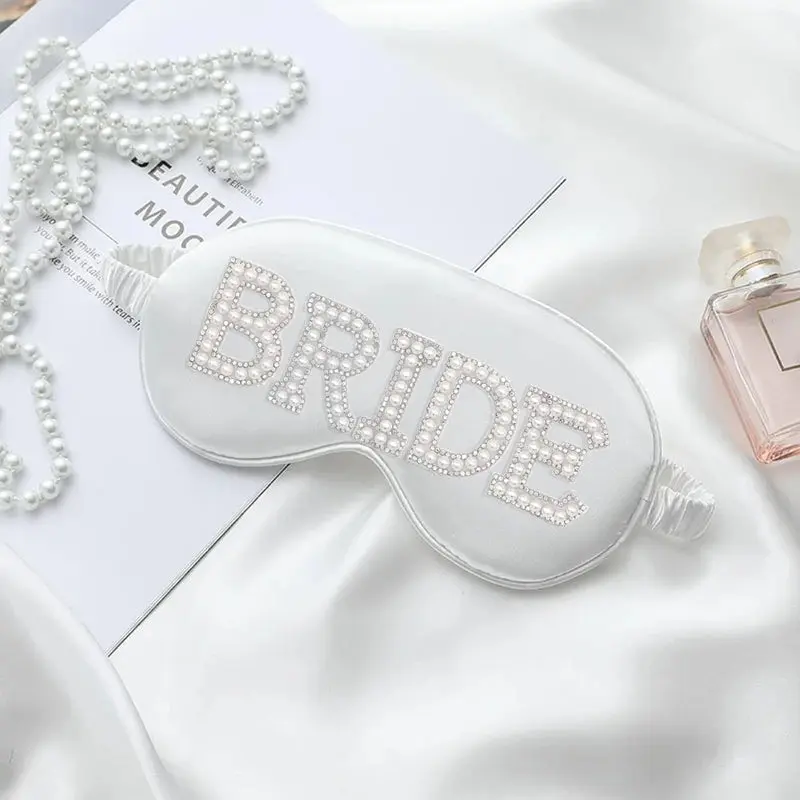 Pearl Satin Bridal Sleep Mask – Pink or White Bride & Mrs - Image 4