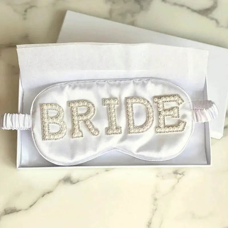Pearl Satin Bridal Sleep Mask – Pink or White Bride & Mrs - Image 6