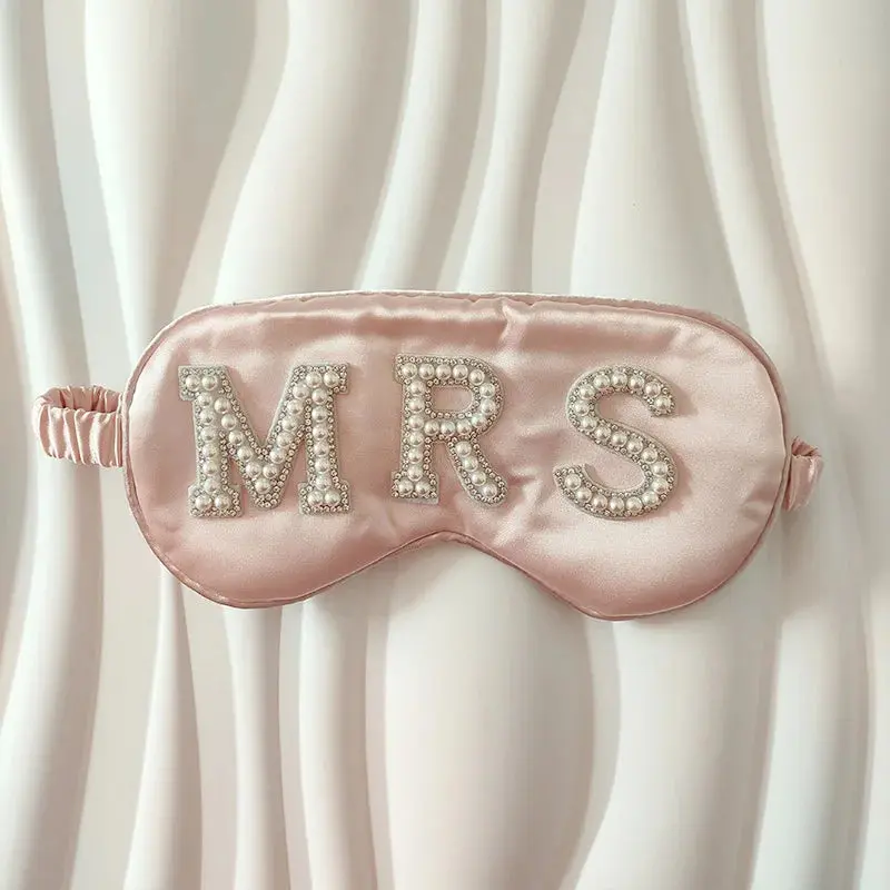 Pearl Satin Bridal Sleep Mask – Pink or White Bride & Mrs - Image 7