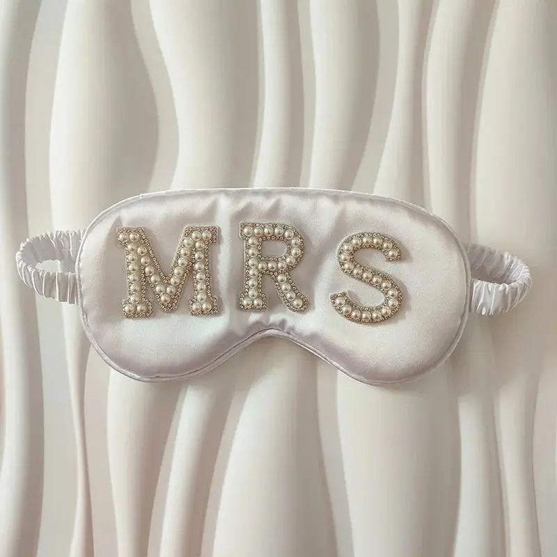 Pearl Satin Bridal Sleep Mask – Pink or White Bride & Mrs - Image 8