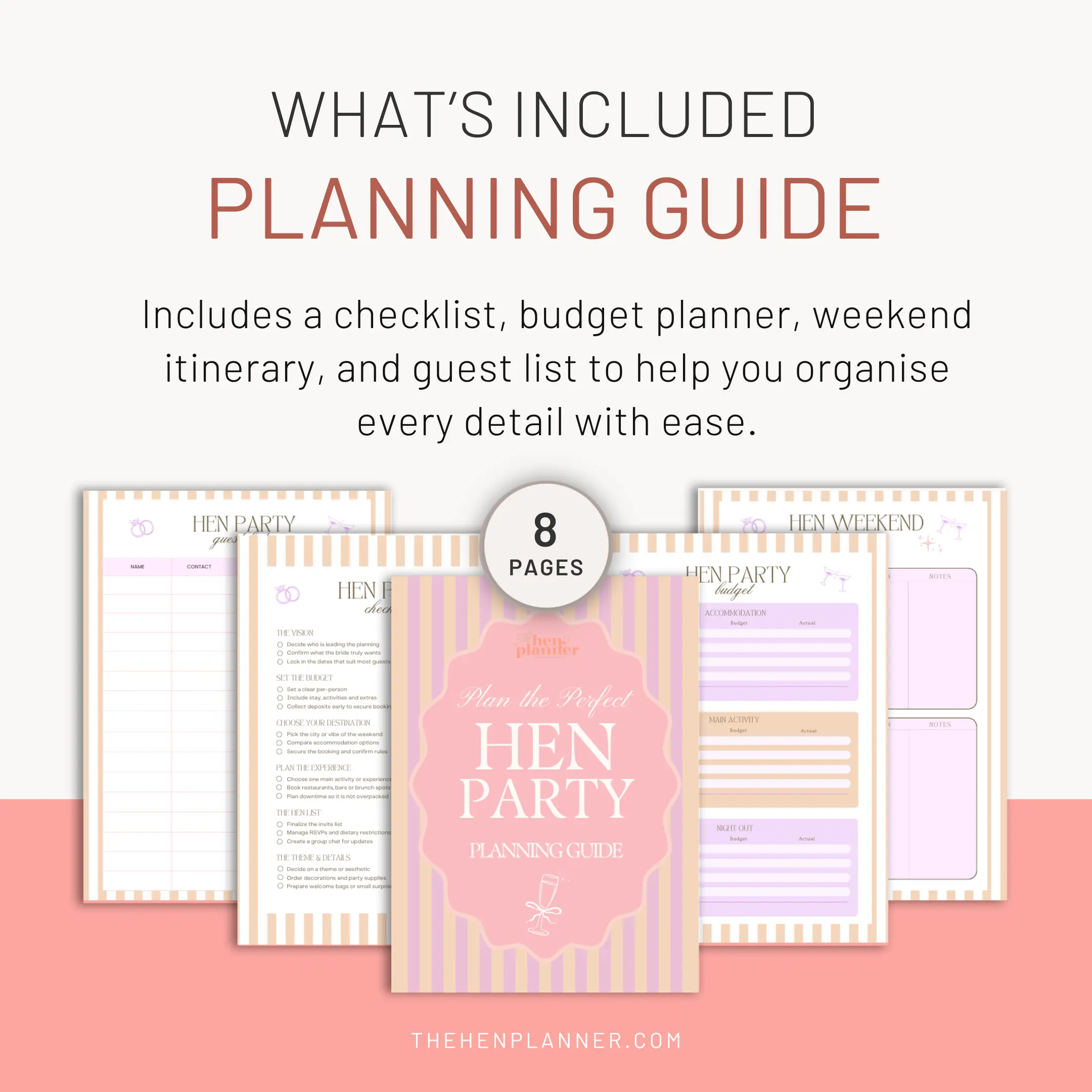 Hen Weekend Planning Guide Planner, Checklist, Budget, Itinerary & Guest List - Image 3
