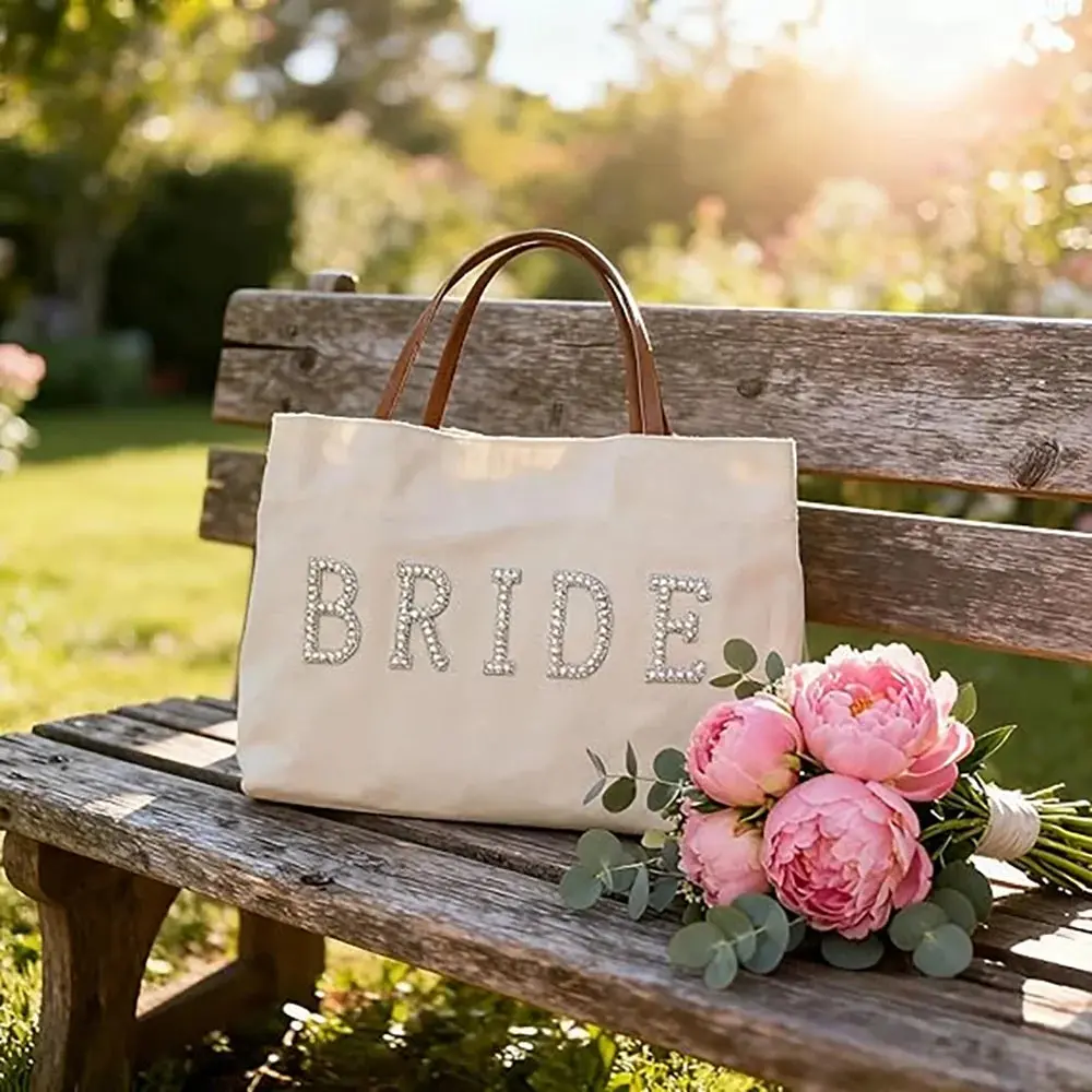 Pearl “Bride” Canvas Tote Bag - Image 3