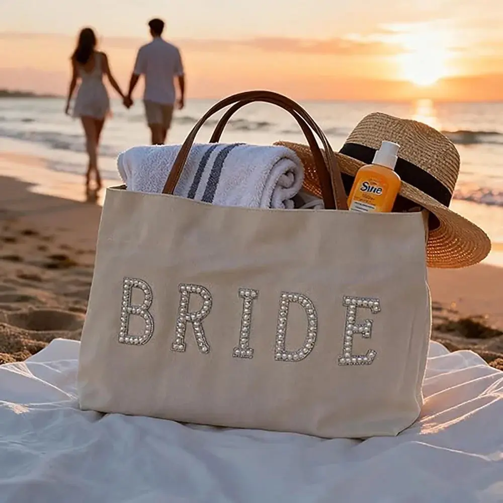 Pearl “Bride” Canvas Tote Bag - Image 4