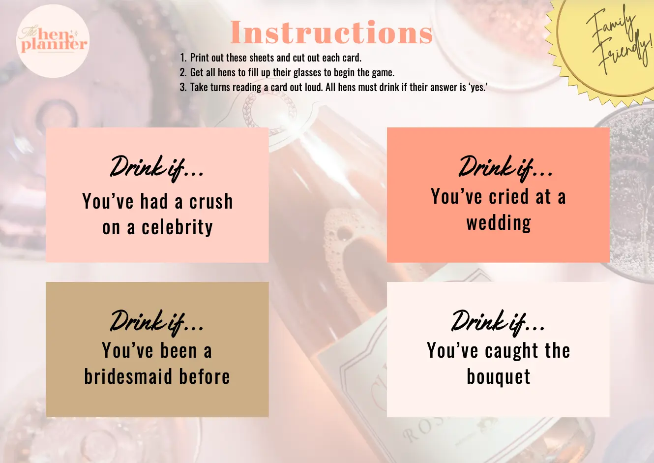 'Drink If' Hen Party & Bachelorette Drinking Game - Image 3